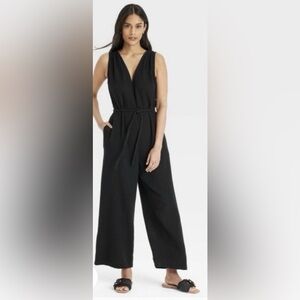 Universal Thread Black Wide-Leg Jumpsuit with Braided Tie